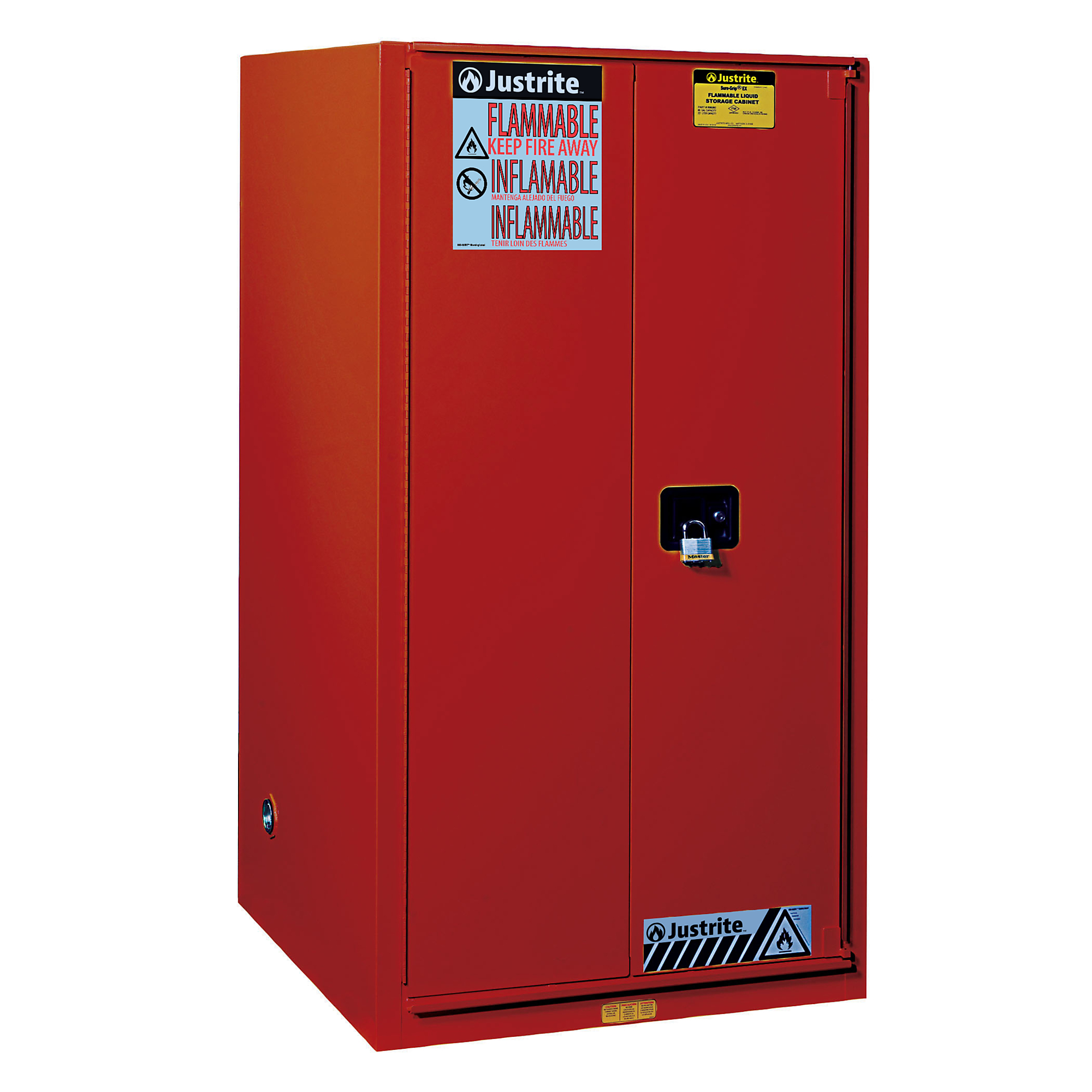 Justrite Paint Safety Cabinet — 96 Gallon, 5 Shelves, 2 Self-Closing Doors, 18-Gauge Steel, Red, Model# 896031
